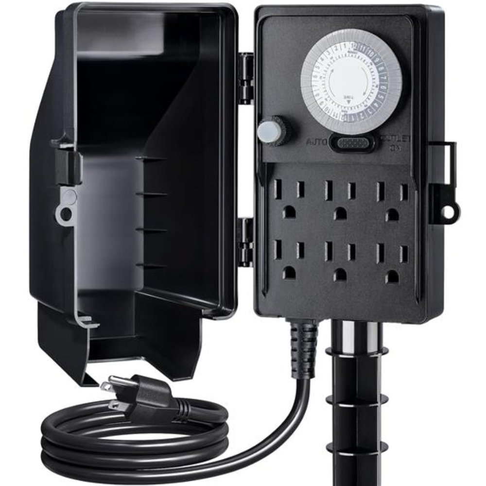 Outdoor Power Stake Timer,  Light Timer, Electrical Power Strip Weatherproof